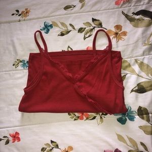 Deep red, lacy cropped tank from Hollister 🍒